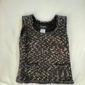 Chanel Scoop Neck Tweed Top